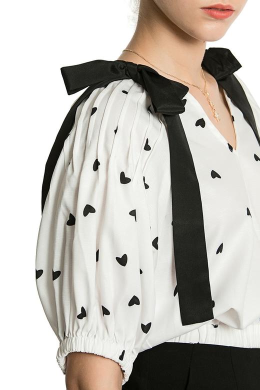 SUMMER & SAGE 黑色心形蝴蝶结短版上衣 2772 商品图3