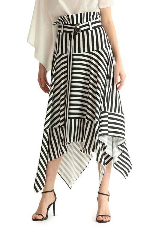 SUMMER & SAGE 黑白条纹不规则半裙 1879 商品图0