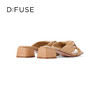 DFuse迪芙斯夏季新款羊皮褶皱蝴蝶结粗跟穆勒拖鞋DF32110669 商品缩略图9