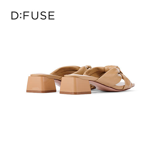 DFuse迪芙斯夏季新款羊皮褶皱蝴蝶结粗跟穆勒拖鞋DF32110669 商品图9