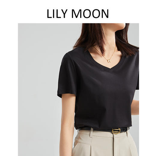 【夏季定制】LILY MOON情侣款天丝汉麻V领圆领气质休闲纯色短袖T恤（全部‘’现货 商品图6