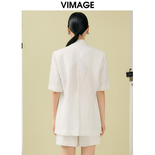 VIMAGE纬漫纪夏季新款通勤纯色短袖宽松西装外套V1903512 商品图4