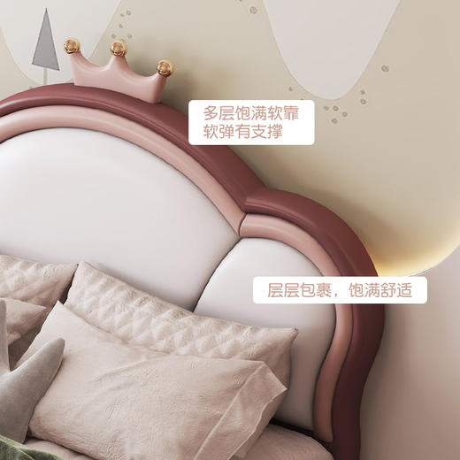 喜梦宝成人床儿童床真皮床网红粉色床梦幻少女孩公主床框架 皇冠 商品图2
