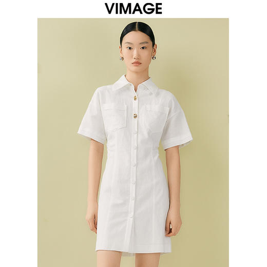 VIMAGE纬漫纪夏季新款时尚百搭简约通勤衬衫连衣裙V1907517 商品图0