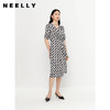 NEELLY纳俪气质连衣裙女中长款短袖系带收腰A字裙夏季新款百搭N23041Y01019 商品缩略图2