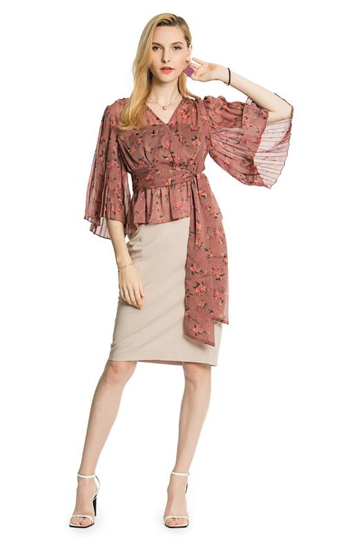 OCTAVIA 半透明裹身印花短上衣 3235 商品图4