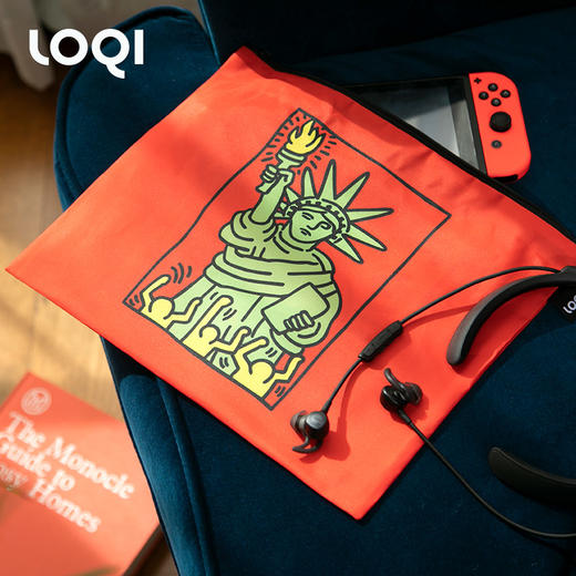 【收纳袋】德国LOQI x 凯斯哈林系列 环保收纳袋三件套 安迪鼠 迷宫 自由女神 文具数码配件收纳整理套包洗漱化妆防泼水 商品图12