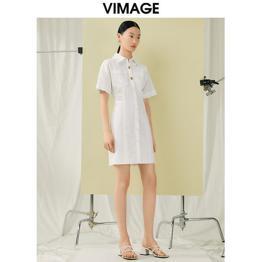 VIMAGE纬漫纪夏季新款时尚百搭简约通勤衬衫连衣裙V1907517 商品图3