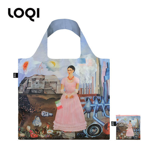 德国LOQI 博物馆系列 墨西哥与美国的边界线FK.SF 时尚艺术环保万用袋 折叠大容量单肩手提购物袋承重40斤防泼水 弗里达·卡洛 商品图1