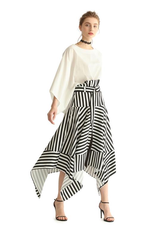 SUMMER & SAGE 黑白条纹不规则半裙 1879 商品图5