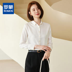 罗蒙春夏女士长袖衬衫经典小方领商务通勤职业OL休闲百搭衬衫女