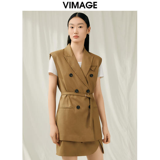 VIMAGE纬漫纪夏季新款百搭马甲简约修身薄外套V1903510 商品图5