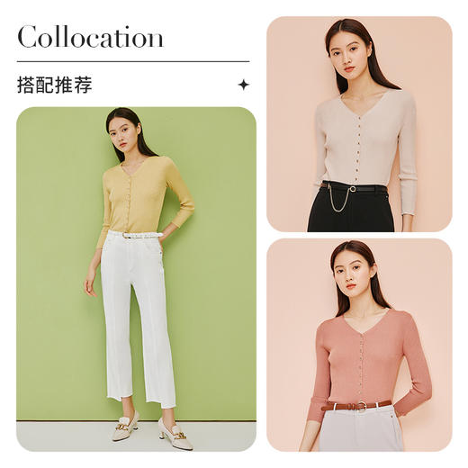 【商场同款】CJRI308  再生纤维橘色 V领针织衫 商品图13