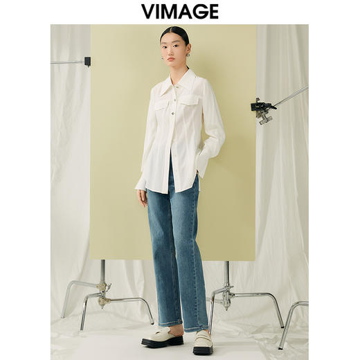 VIMAGE纬漫纪夏季新款百搭小众设计感衬衣衬衫V1909513 商品图1