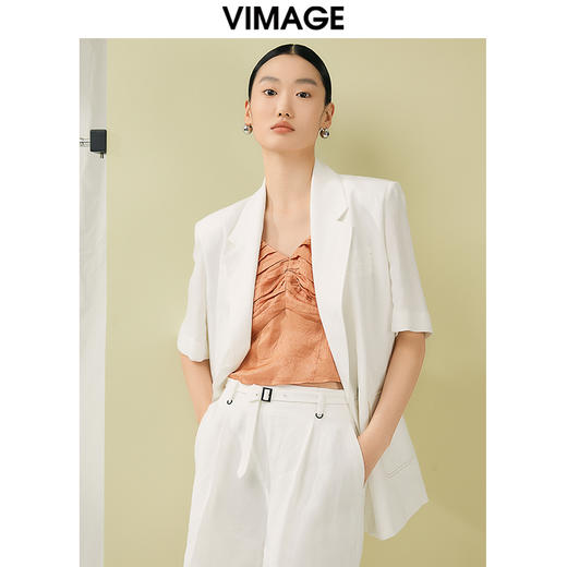 VIMAGE纬漫纪夏季新款通勤纯色短袖宽松西装外套V1903512 商品图3