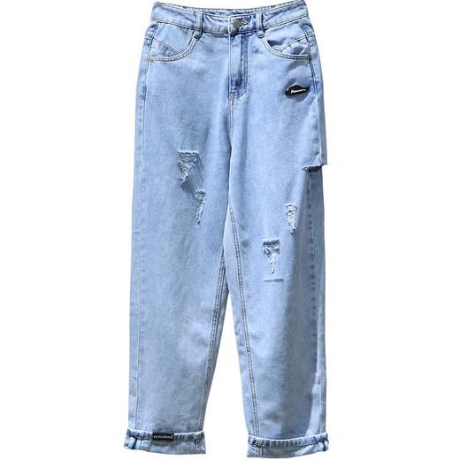 太平鸟女装百搭哈伦牛仔裤A3HAC2202牛仔蓝 商品图0