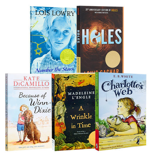 【中商原版】纽伯瑞获奖儿童文学英文书5册 夏洛特的网Charlottes web 时间的皱纹Wrinkle in Time 数星星傻狗温迪克 Holes洞 商品图0