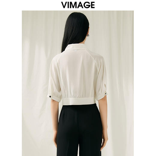 VIMAGE纬漫纪夏季新款简约短款衬衫女上衣衬衣V1909512 商品图4