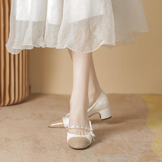 「三款配色！法式小香风」法式粗跟玛丽珍鞋 2023年新款仙女中粗跟女单鞋工作单鞋女 商品图2