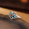 【好运连连】S925银南红复古景泰蓝莲花戒指【CW-406026】 商品缩略图1
