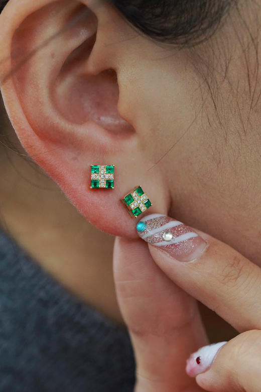 【特惠享高订】祖母绿公主方耳钉（后续5999¥）出品订制中… 商品图5