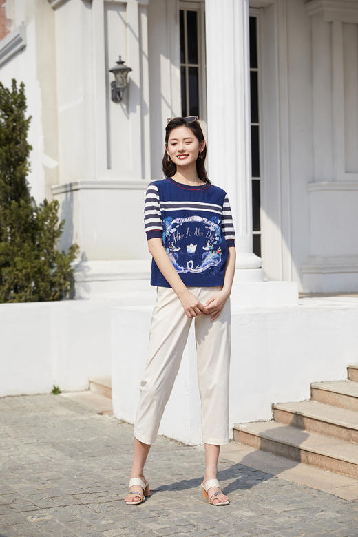 奇威【铜氨纤维 55%】撞色拼接T恤 0DB00143 商品图10