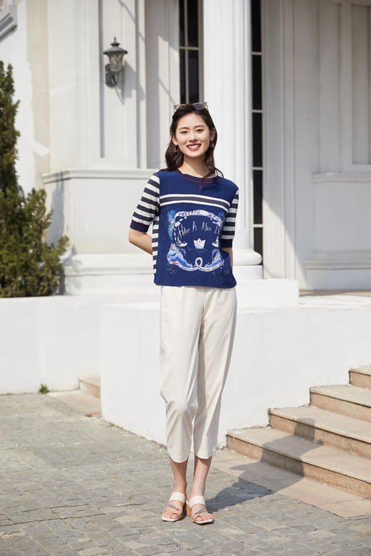 奇威【铜氨纤维 55%】撞色拼接T恤 0DB00143 商品图14