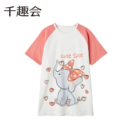 千趣会童装儿童夏款女童童趣可爱印花插肩袖棉质睡裙连衣裙 商品图4