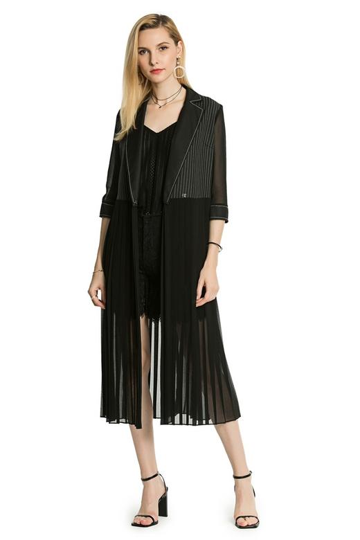 CENCH EDITION 条纹西装拼接长外套 3066 商品图0