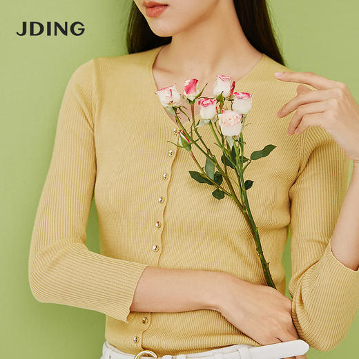 【商场同款】CJRI308  再生纤维橘色 V领针织衫 商品图11