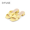 DFuse迪芙斯夏季新款羊皮褶皱蝴蝶结粗跟穆勒拖鞋DF32110669 商品缩略图5