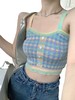 「六款配色！夏日小清新」彩色格纹短款针织小吊带衫 夏季新款小清新辣妹纯欲风chic无袖背心上衣 商品缩略图4