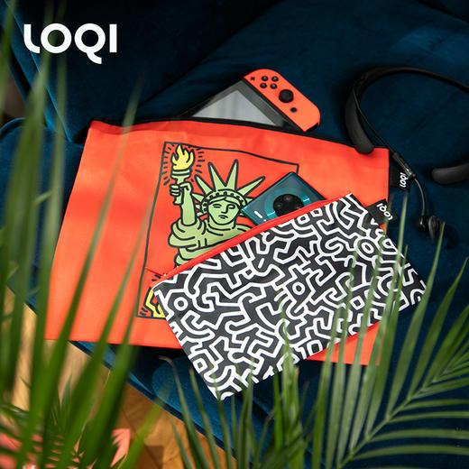 【收纳袋】德国LOQI x 凯斯哈林系列 环保收纳袋三件套 安迪鼠 迷宫 自由女神 文具数码配件收纳整理套包洗漱化妆防泼水 商品图10