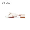 DFuse迪芙斯夏季新款羊皮褶皱蝴蝶结粗跟穆勒拖鞋DF32110669 商品缩略图2