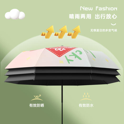 【好物推荐】新款三折手开卡通可爱晴雨两用遮阳伞折叠两用 商品图1