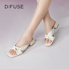 DFuse迪芙斯夏季新款羊皮褶皱蝴蝶结粗跟穆勒拖鞋DF32110669 商品缩略图0