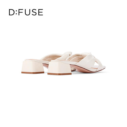 DFuse迪芙斯夏季新款羊皮褶皱蝴蝶结粗跟穆勒拖鞋DF32110669 商品图10