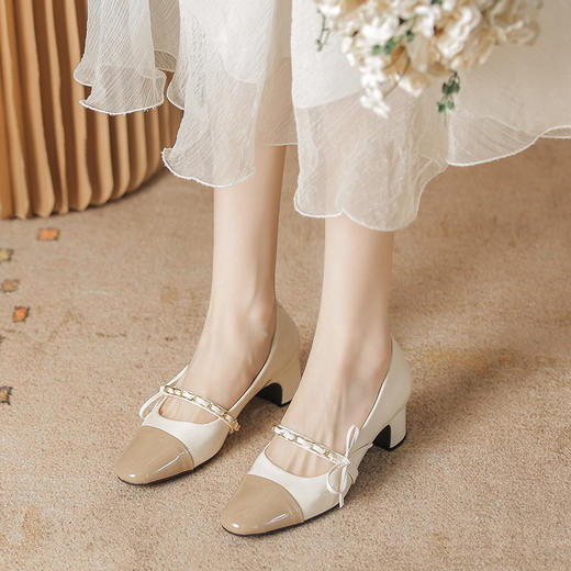 「三款配色！法式小香风」法式粗跟玛丽珍鞋 2023年新款仙女中粗跟女单鞋工作单鞋女 商品图1