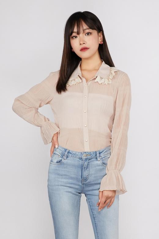 amadella 肉粉色钩花翻领衬衣 11324 商品图0