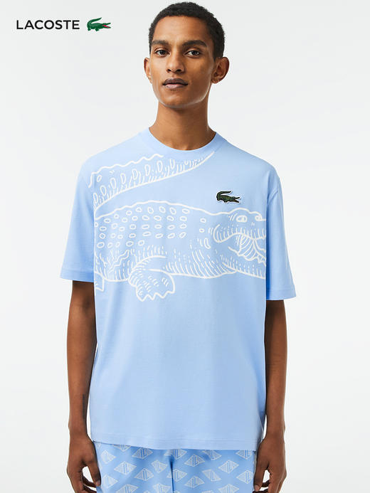 【海南专供价】Lacoste法国鳄鱼男装新款潮流印花休闲宽松圆领T恤TH5511-98 商品图2