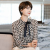 千鸟格雪纺衬衫女2023年春季新款法式复古长袖优雅系带衬衣 商品缩略图4