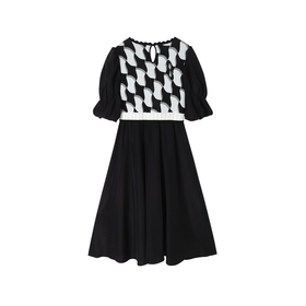 太平鸟女装不规则下摆拼接连衣裙A5FAC2D13黑色