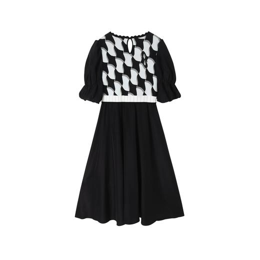 太平鸟女装不规则下摆拼接连衣裙A5FAC2D13黑色 商品图0