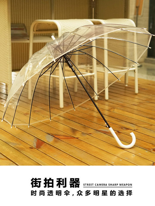 【好物推荐】16骨透明雨伞折叠大号小清新长柄雨伞 商品图3