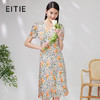 EITIE爱特爱夏款新品100%桑蚕丝优雅V领显瘦高腰舒适连衣裙7007746 商品缩略图0