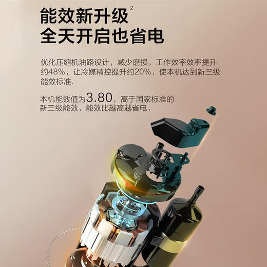 统帅（Leader）海尔出品空调挂机大2匹客厅空调挂机挂式 新二级能效变频冷暖 智控 自清洁 2匹三级KFR-50GW 19HTA 商品图3