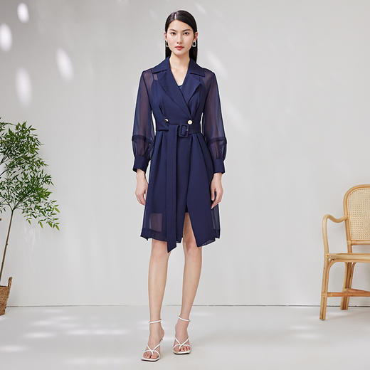 EITIE爱特爱春季新款长袖轻薄时尚长款风衣薄款外套7004702 商品图3