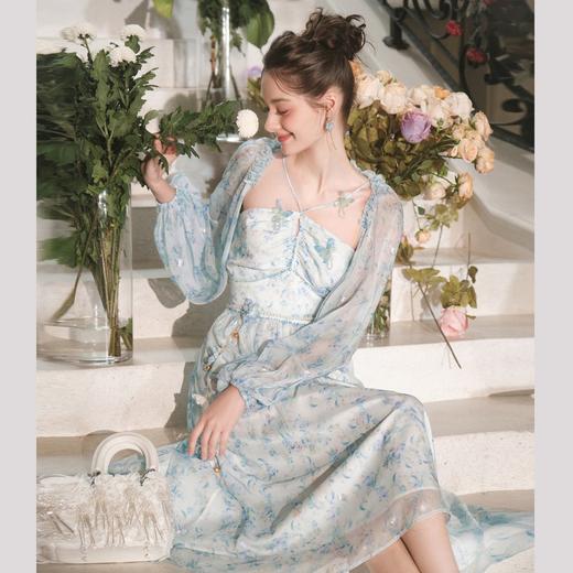 【孤品样衣，不退不换】【港岛风铃】温婉甜美仙气蝴蝶钉珠连衣裙女2023春季新款 商品图0