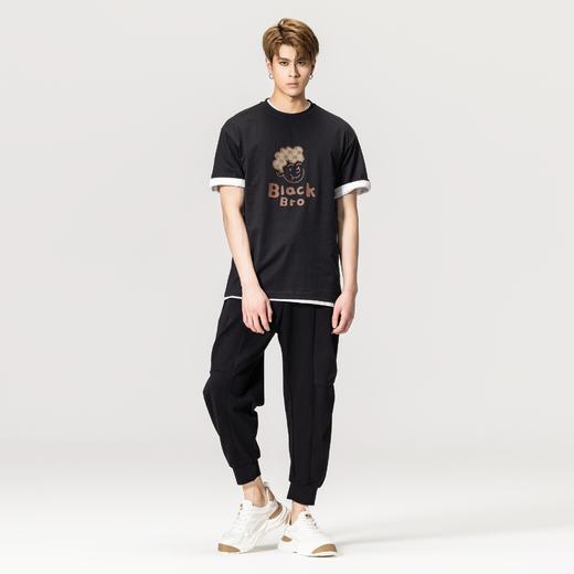 PINLI品立春季新款纯棉圆领短袖T恤男士休闲体恤BG231111053 商品图1