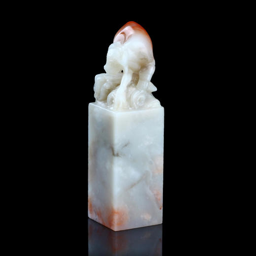 孤品014102:老挝石桃花冻牛钮大方章-3.6*3.6*12.8cm 商品图1